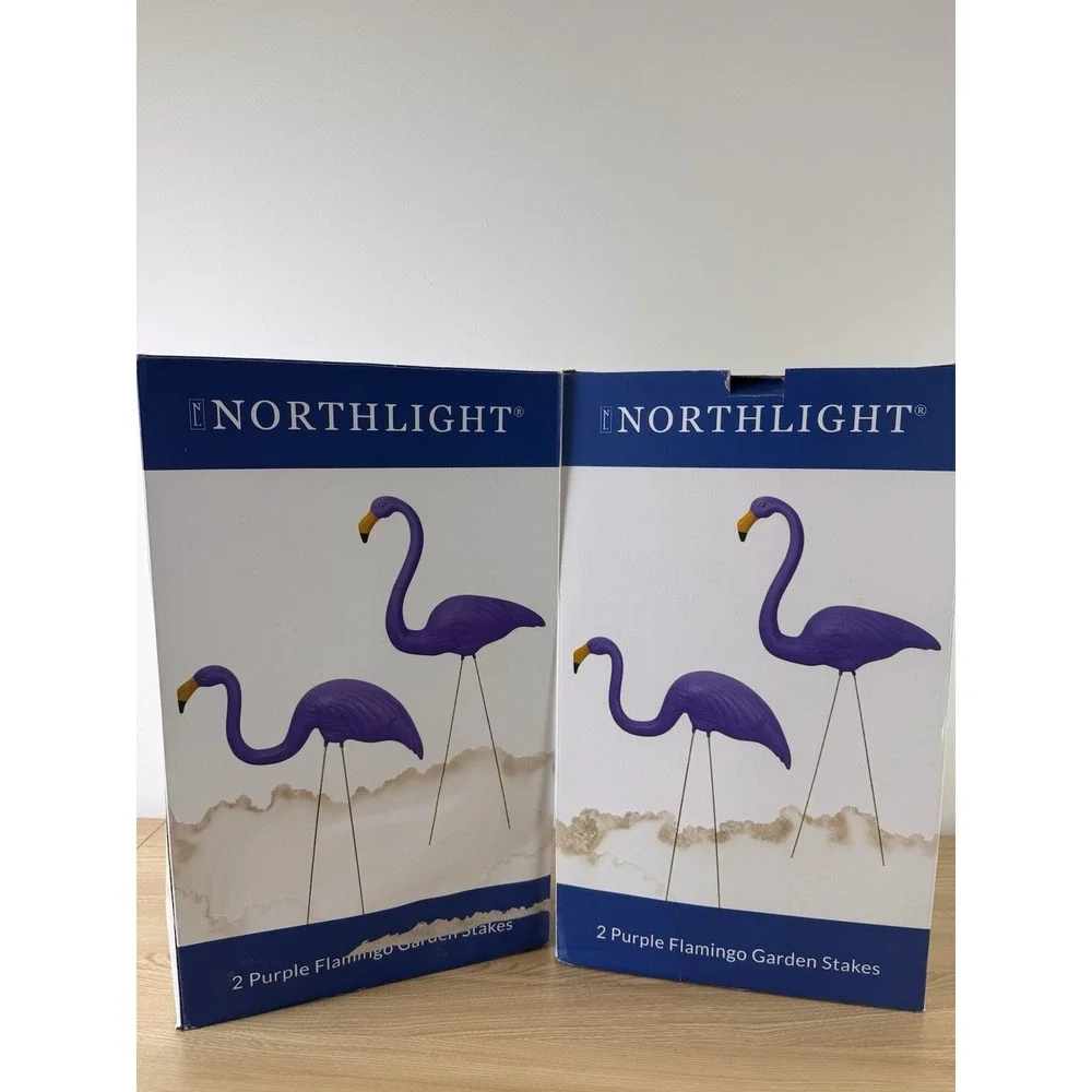 Northlight Purple Flamingo Garden Stakes Set of 4 NEW Sealed Yard Decor (RARE)